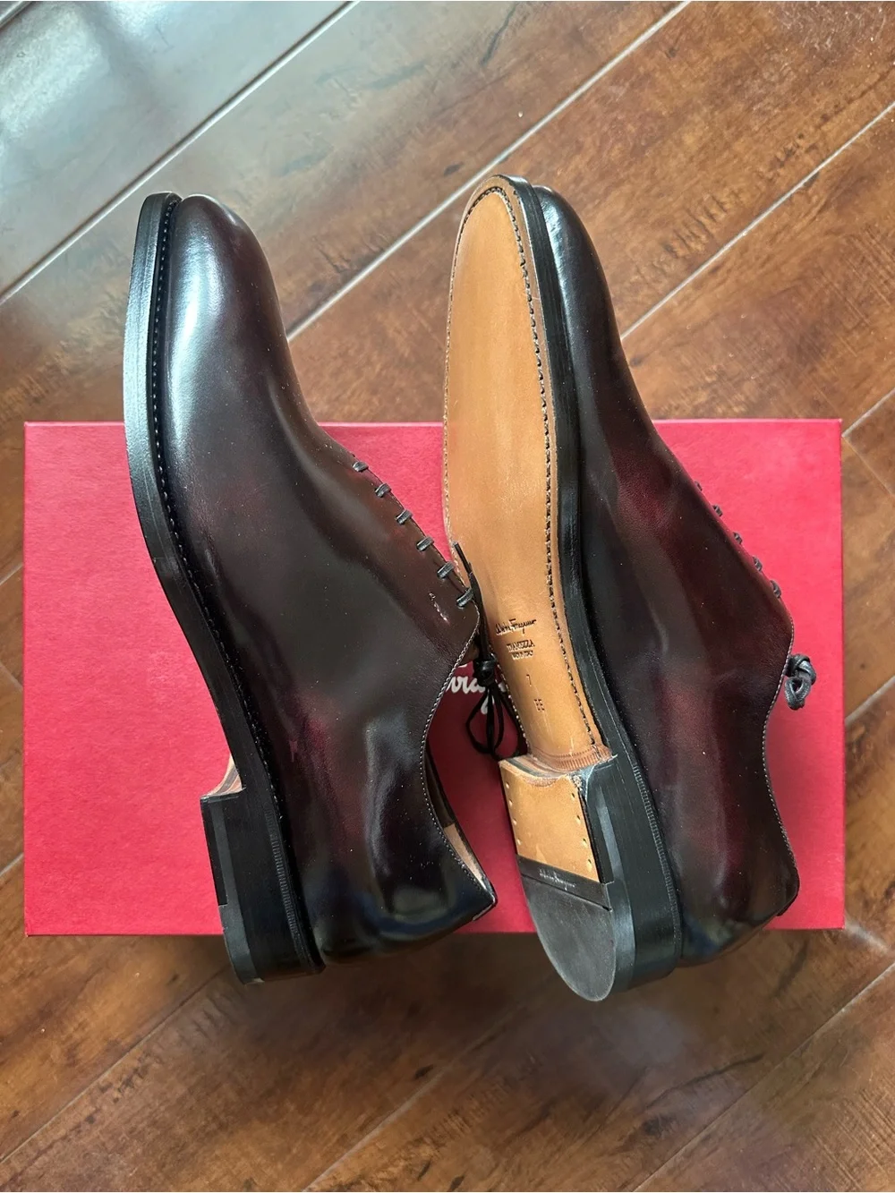 Ferragamo Men's Angiolo Tramezza Whole-Cut Leather Lace-Up Shoes